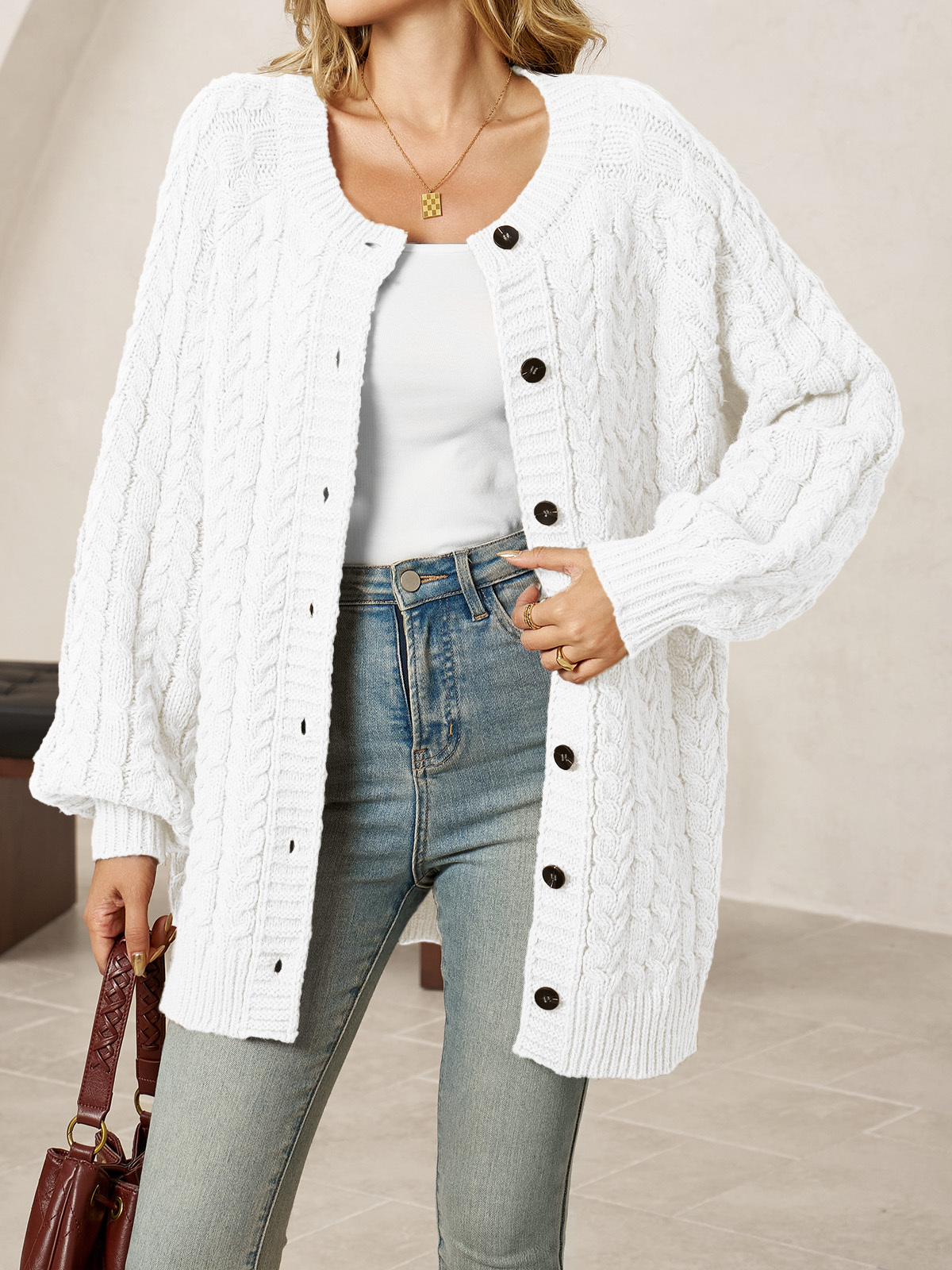 Womens Cable Knit Cardigans