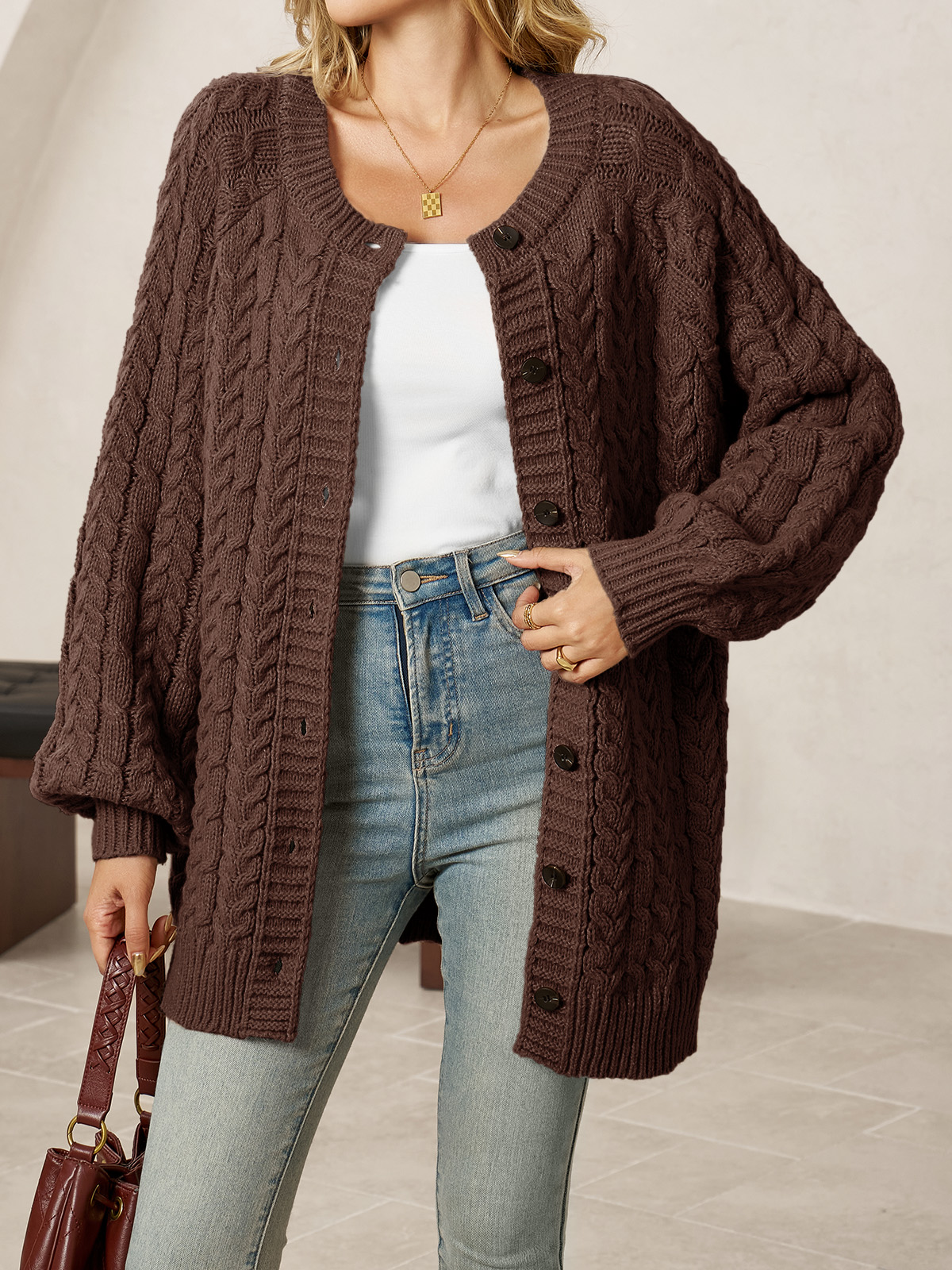 Womens Cable Knit Cardigans