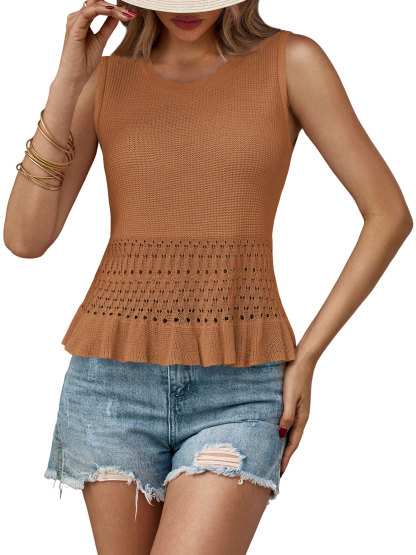 Crochet Crop Sleeveless Tank Tops