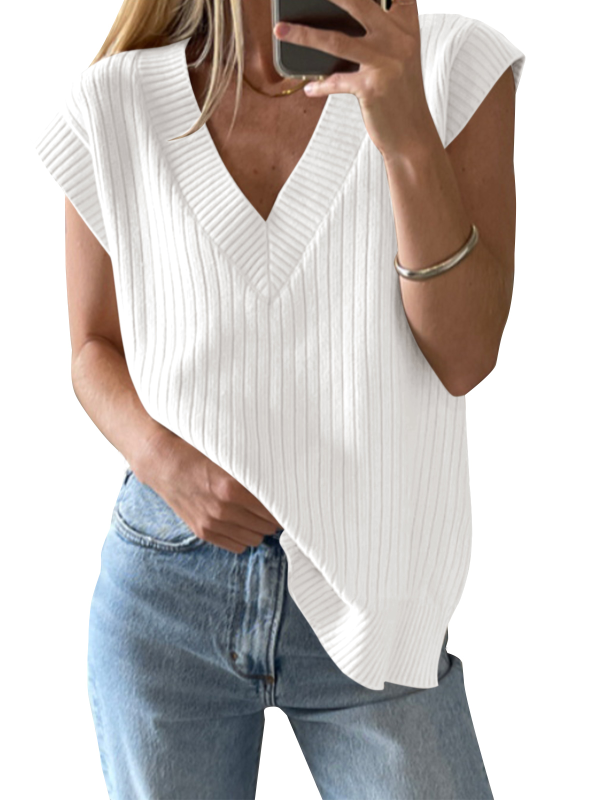 Oversized V Neck Sweater Vest