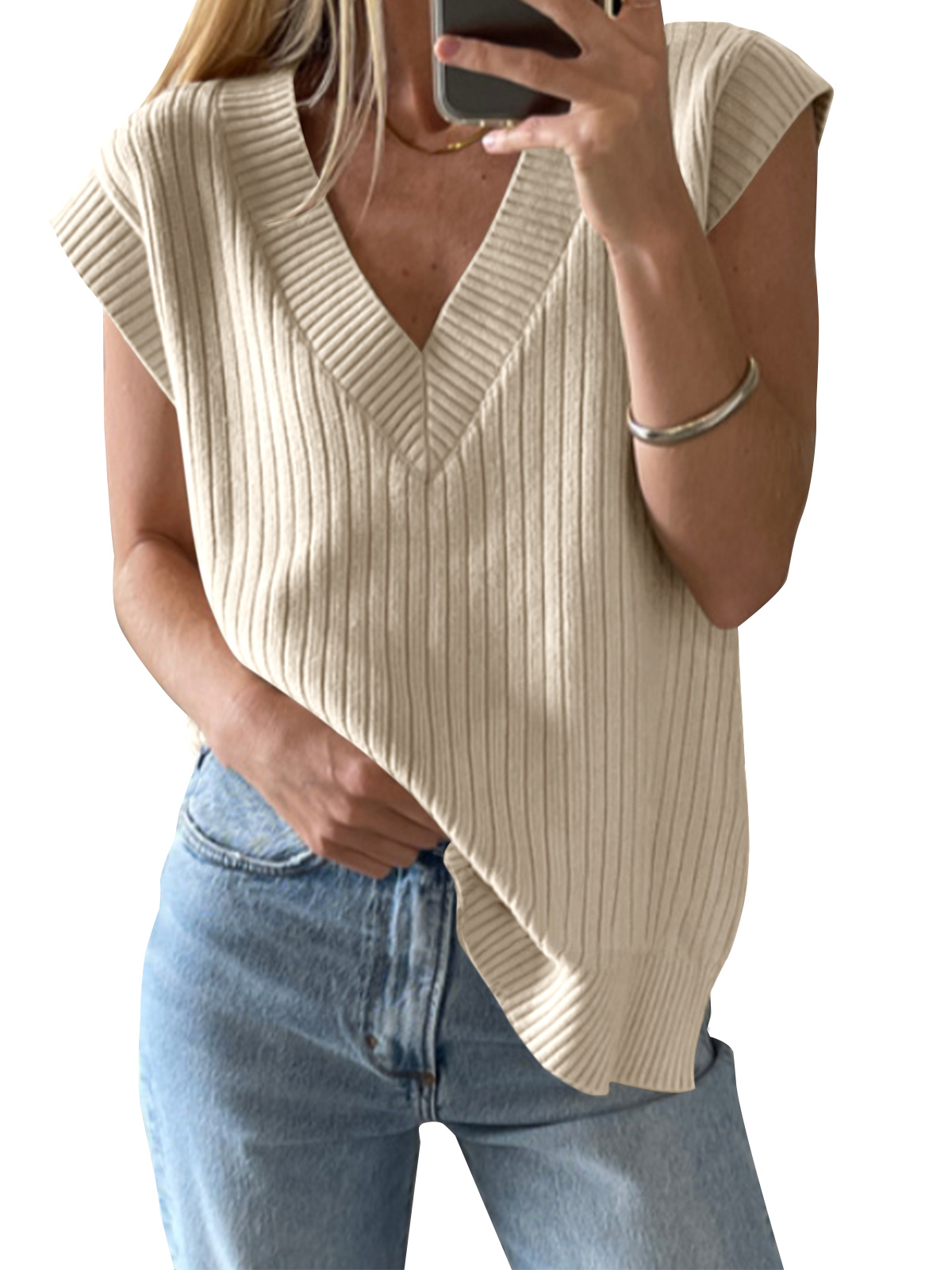 Oversized V Neck Sweater Vest