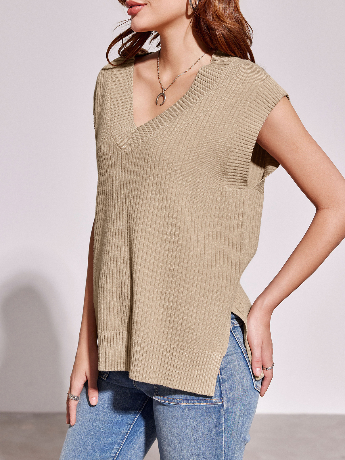 Oversized V Neck Sweater Vest