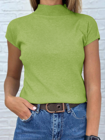 Mock Neck Short Sleeve Sweater