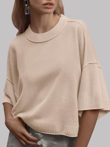 Oversized Cropped Short Sleeve Sweater Tops
