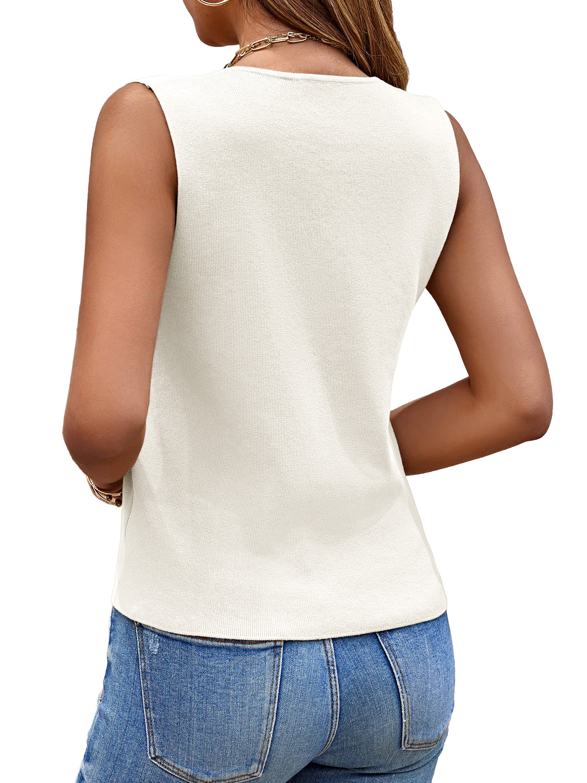 Sleeveless Button Down Sweater Vest