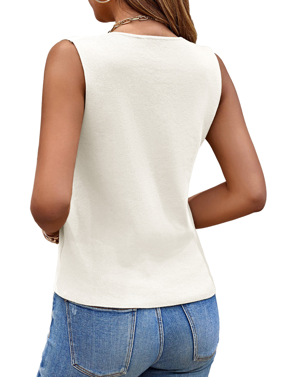 Sleeveless Button Down Sweater Vest