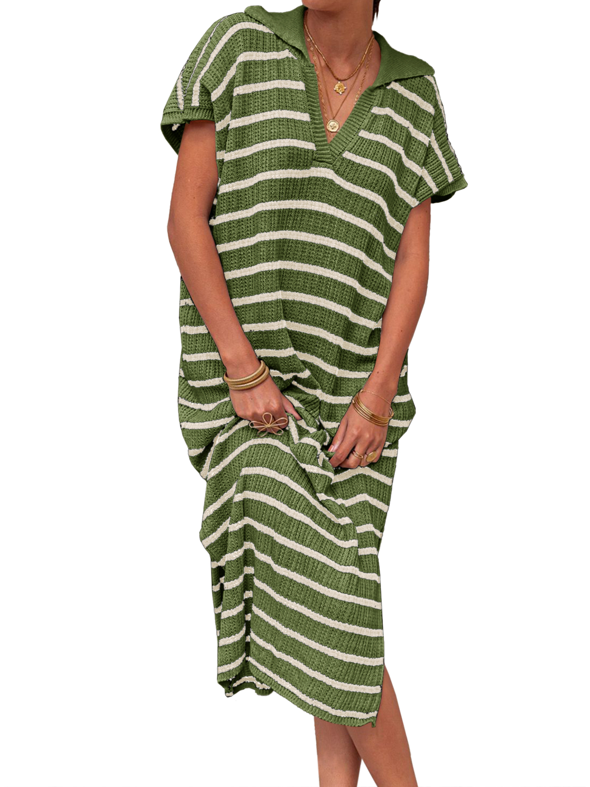 Striped Short Sleeve Summer Dresses