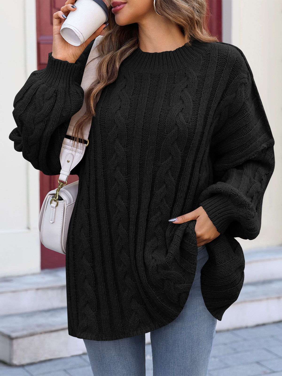 Womens Oversized Cable Knit Sweaters