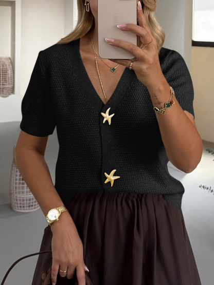 Womens Puff Short Sleeve Cardigans