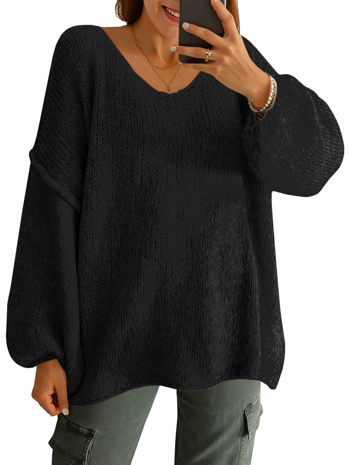 Womens Oversized V Neck Sweaters