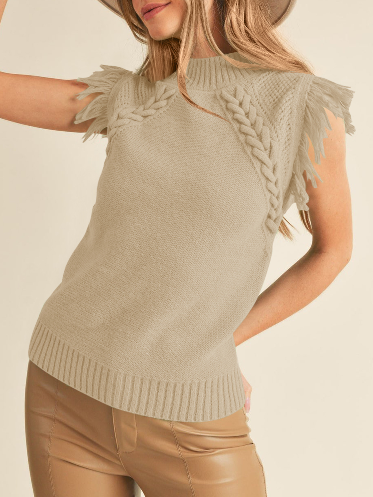 Sleeveless Mock Neck Sweater Vest