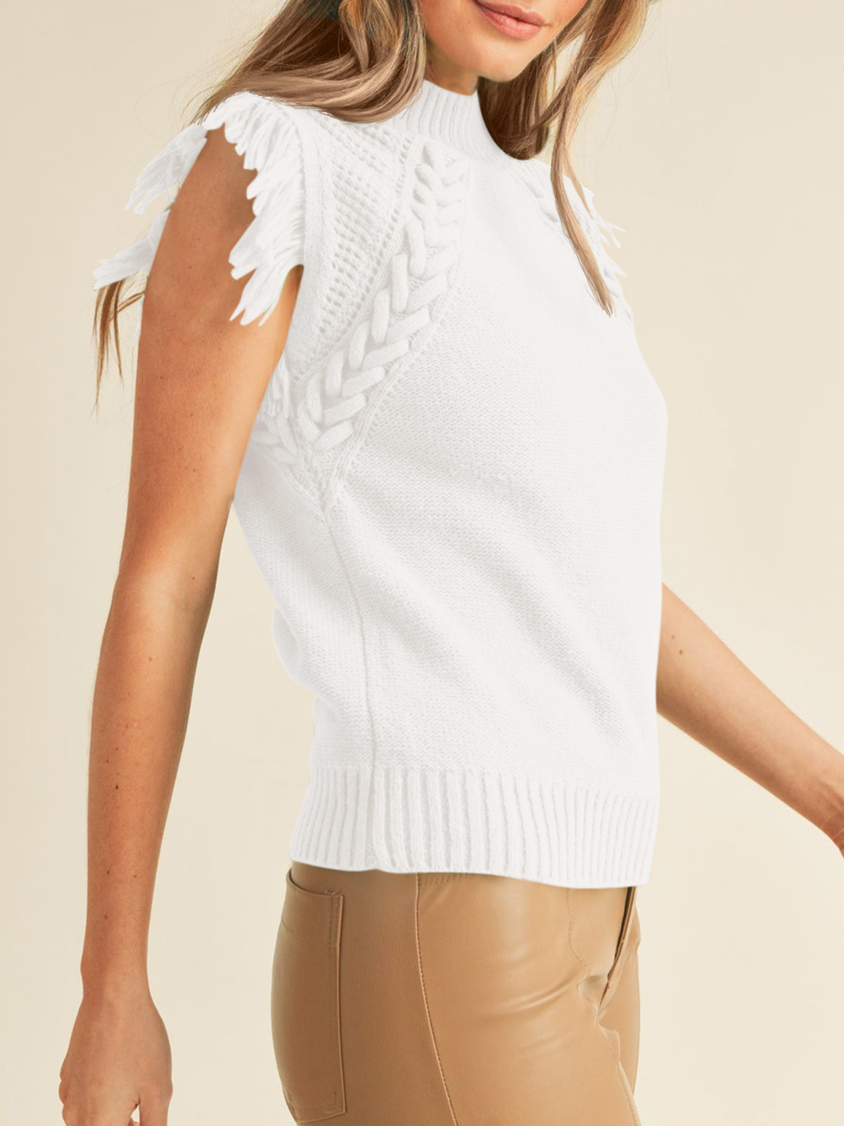 Sleeveless Mock Neck Sweater Vest