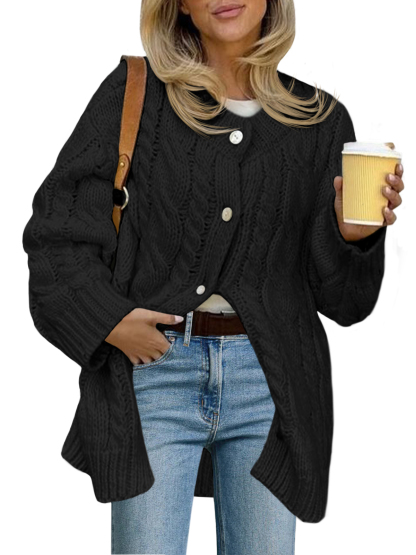 Womens Cable Knit Chunky Cardigan Sweaters
