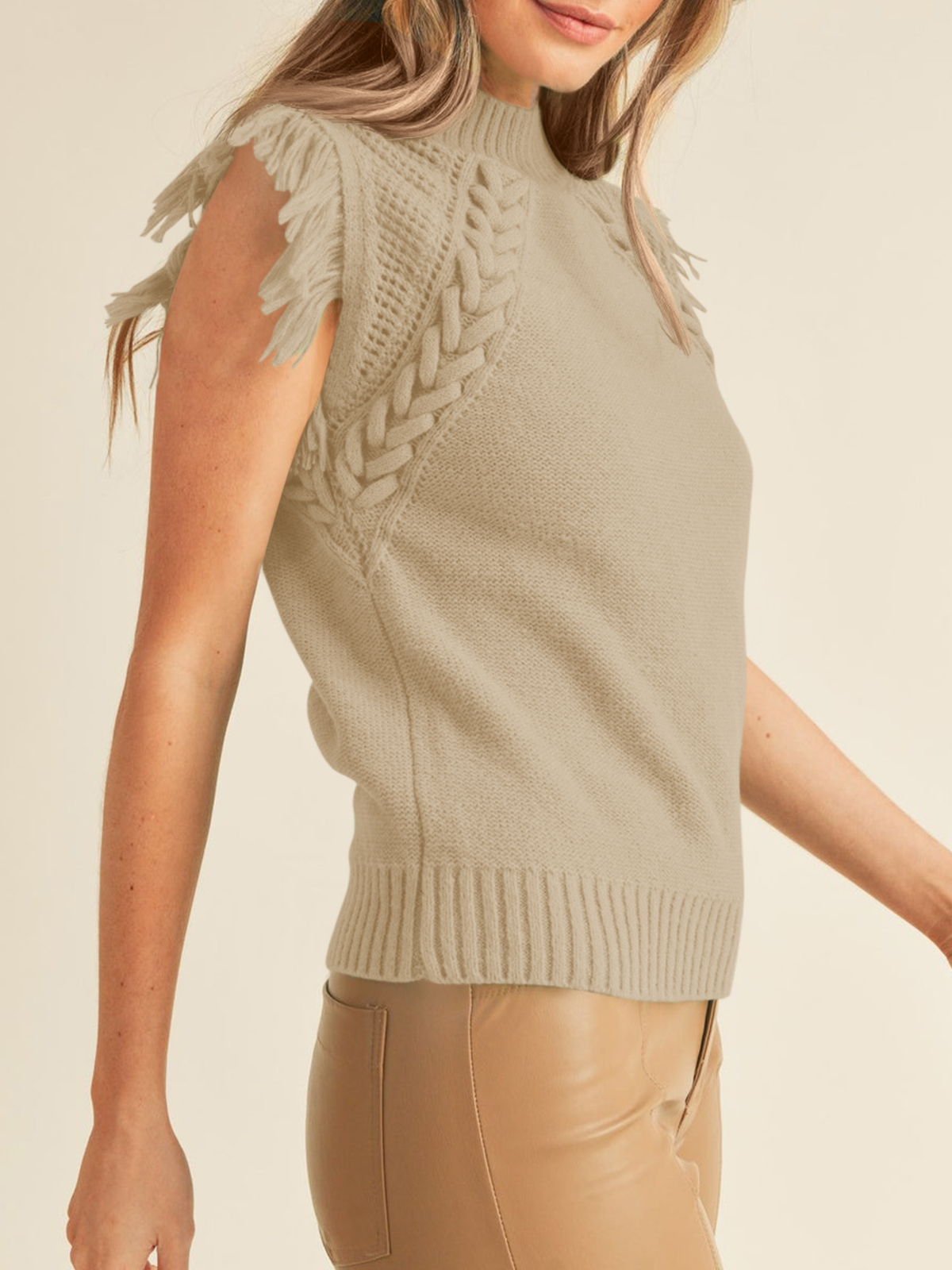 Sleeveless Mock Neck Sweater Vest