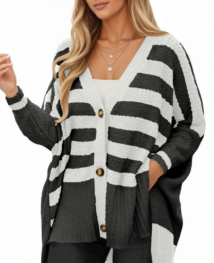 Womens Oversized Striped Cardigan Sweaters