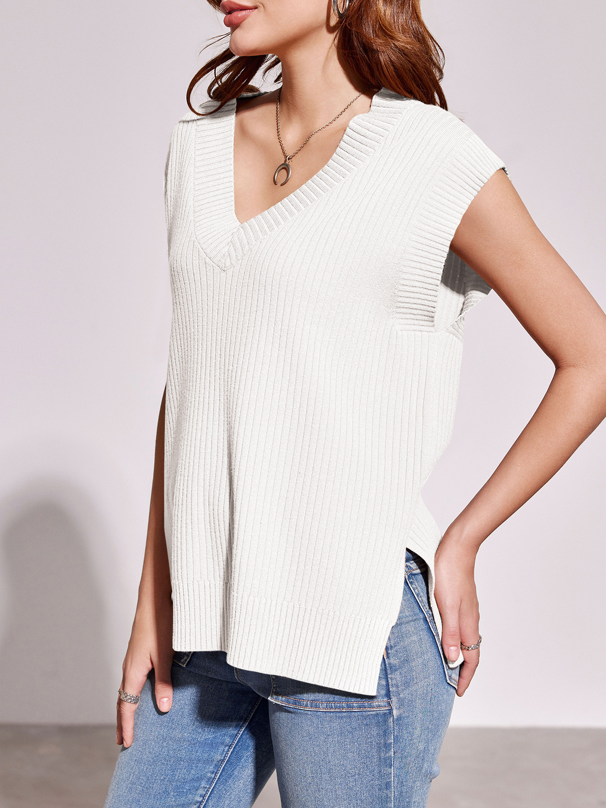Oversized V Neck Sweater Vest