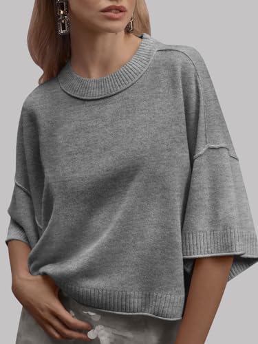 Oversized Cropped Short Sleeve Sweater Tops