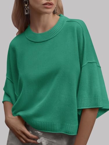 Oversized Cropped Short Sleeve Sweater Tops