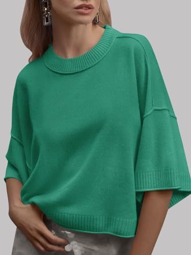Oversized Cropped Short Sleeve Sweater Tops