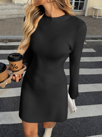Womens A Line Mini Sweater Dress