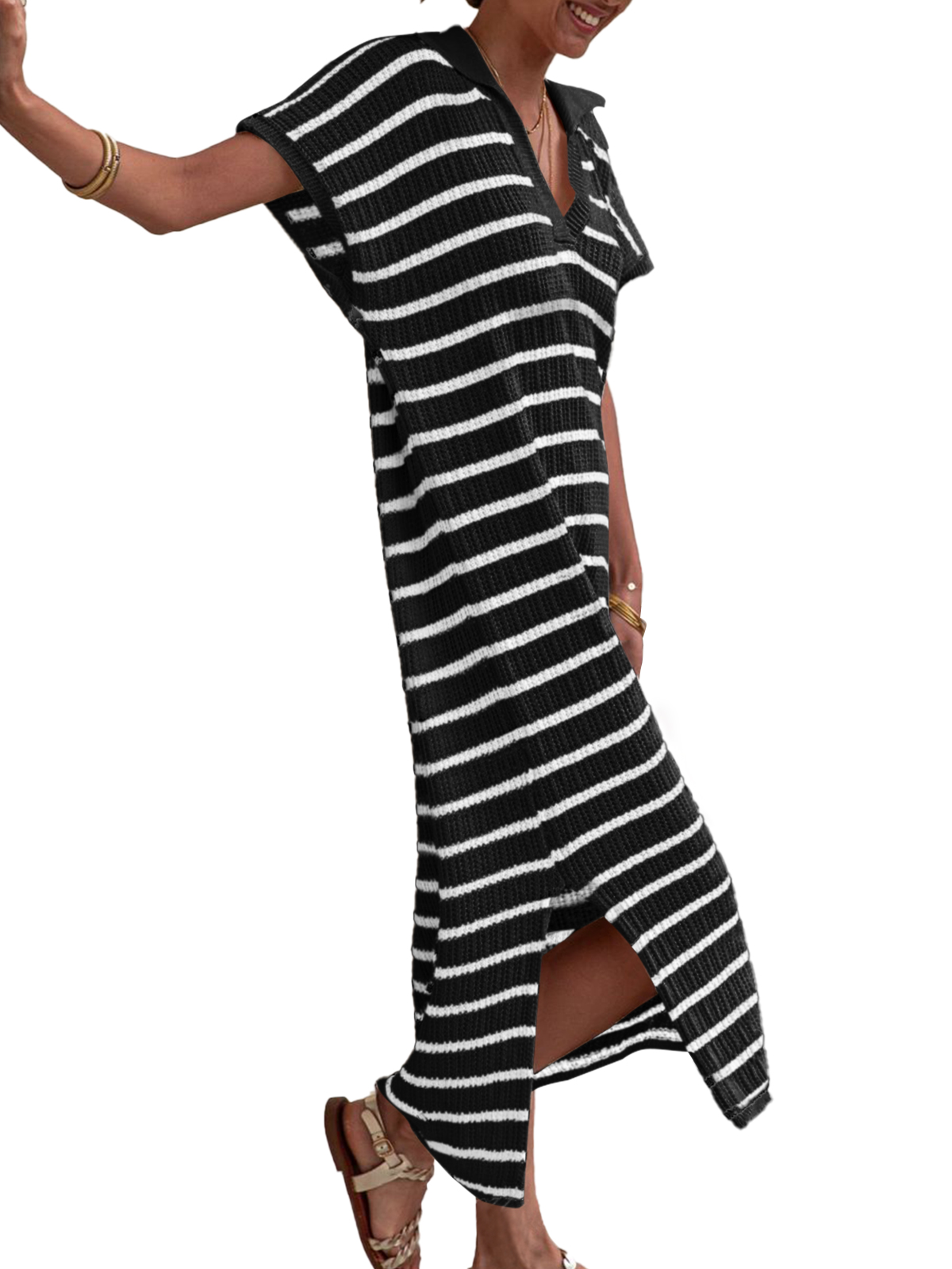 Striped Short Sleeve Summer Dresses