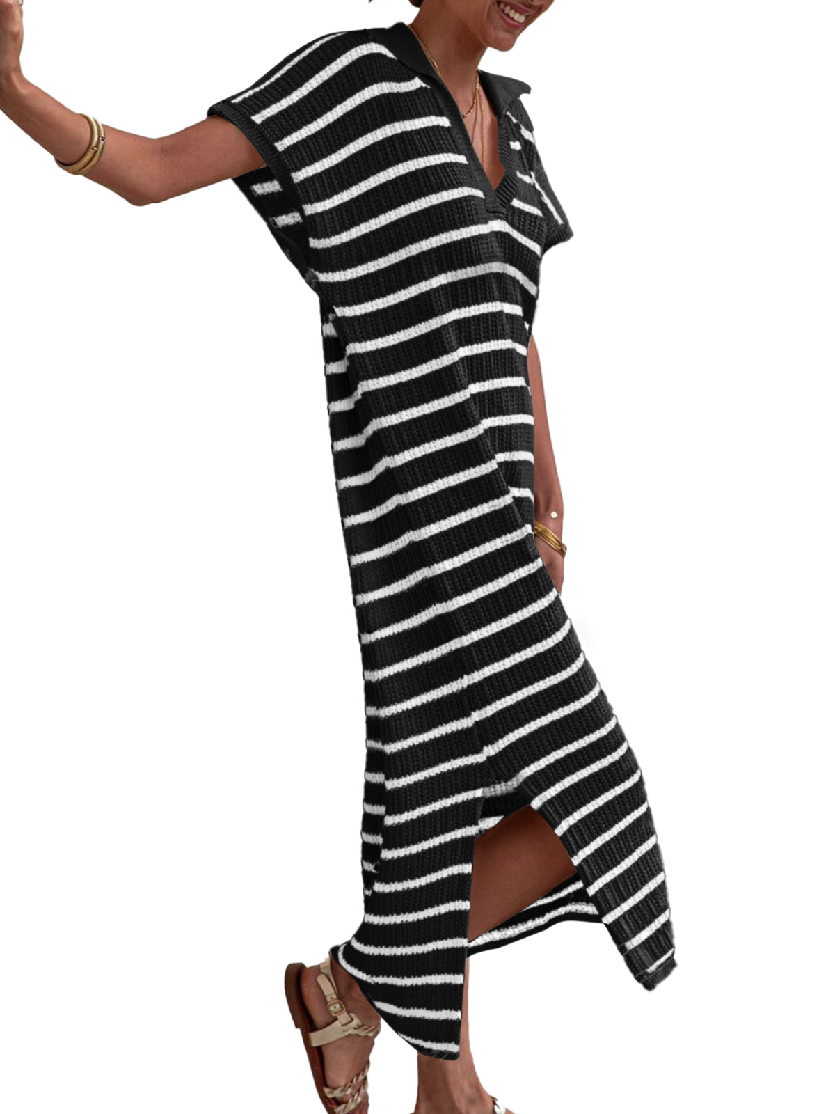 Striped Short Sleeve Summer Dresses