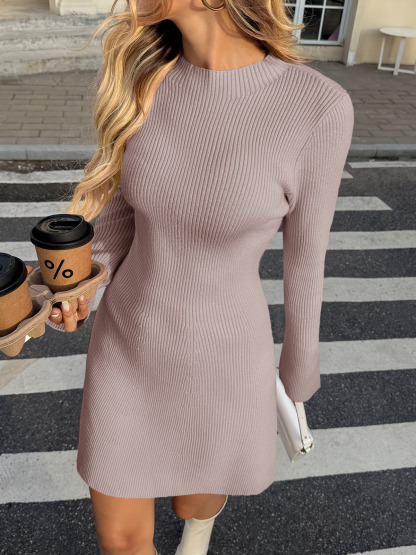 Womens A Line Mini Sweater Dress