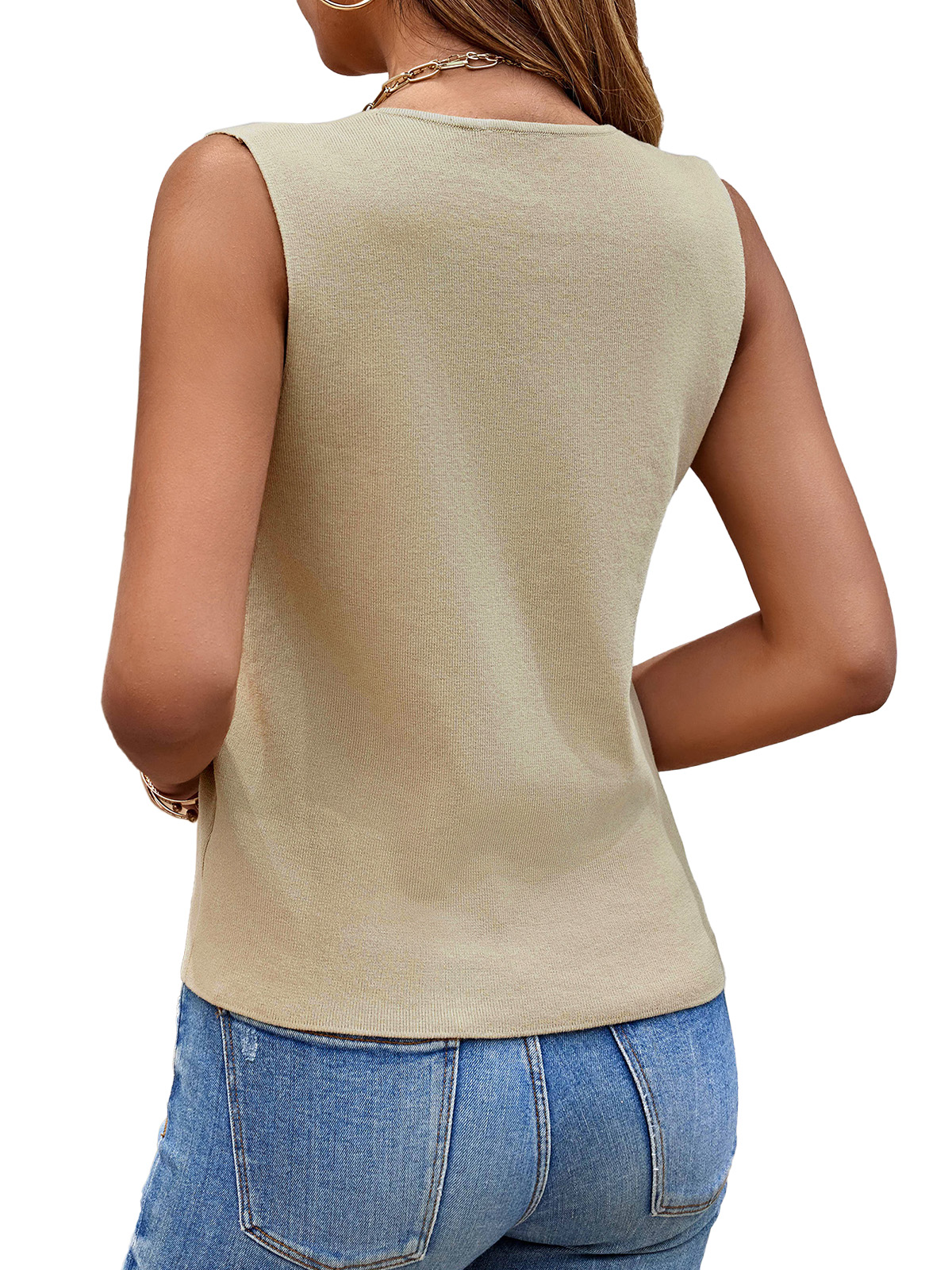 Sleeveless Button Down Sweater Vest