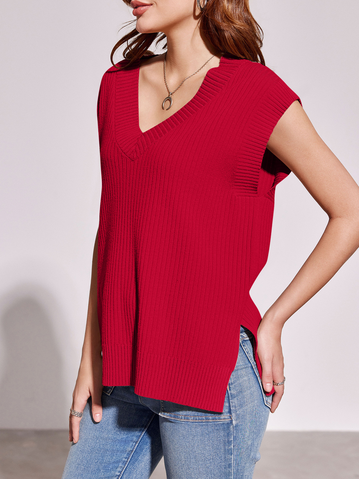 Oversized V Neck Sweater Vest