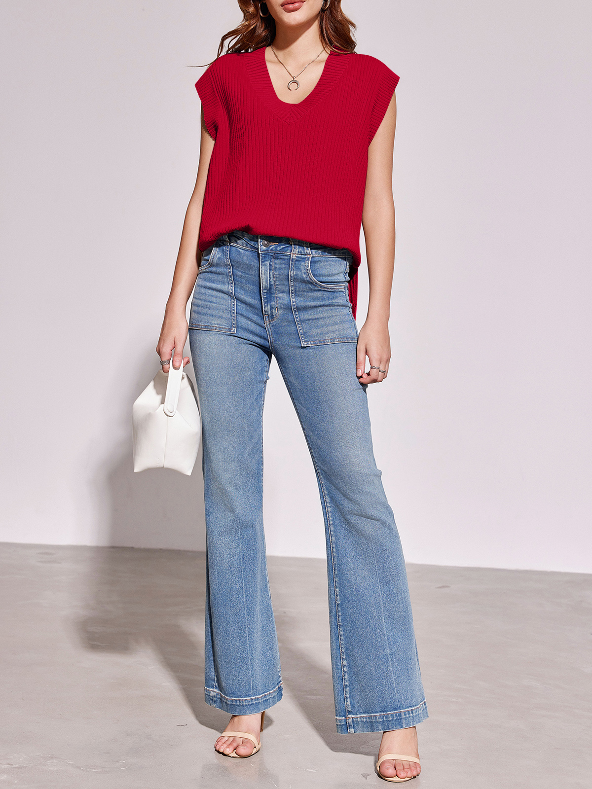 Oversized V Neck Sweater Vest