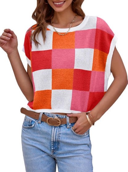 Cap Sleeve Color Block Crop Tops