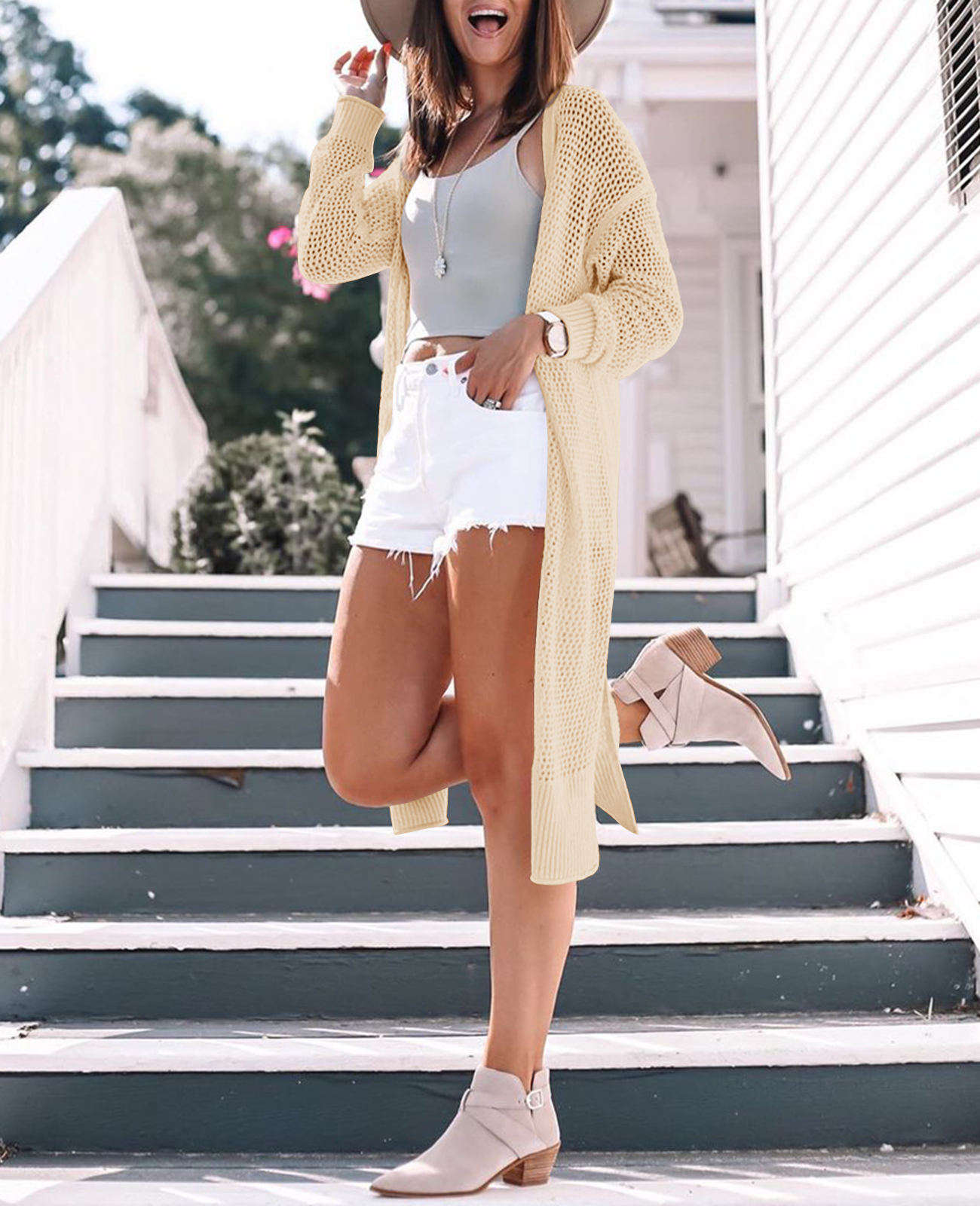 Womens Lightweight Crochet Cardigans