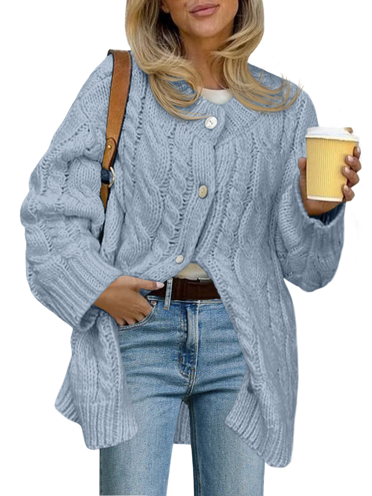 Womens Cable Knit Chunky Cardigan Sweaters