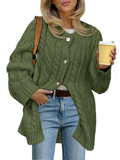 Womens Cable Knit Chunky Cardigan Sweaters