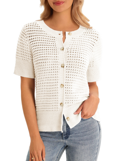 Womens Crochet Short Sleeve Cardigans