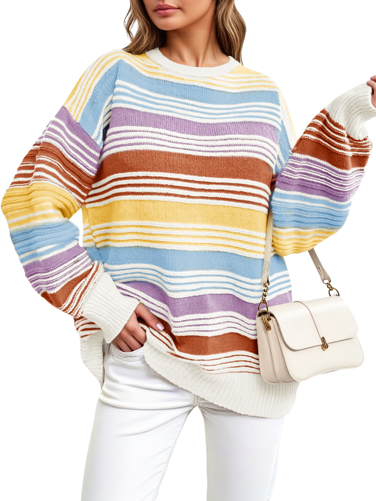 Womens Striped Sweater