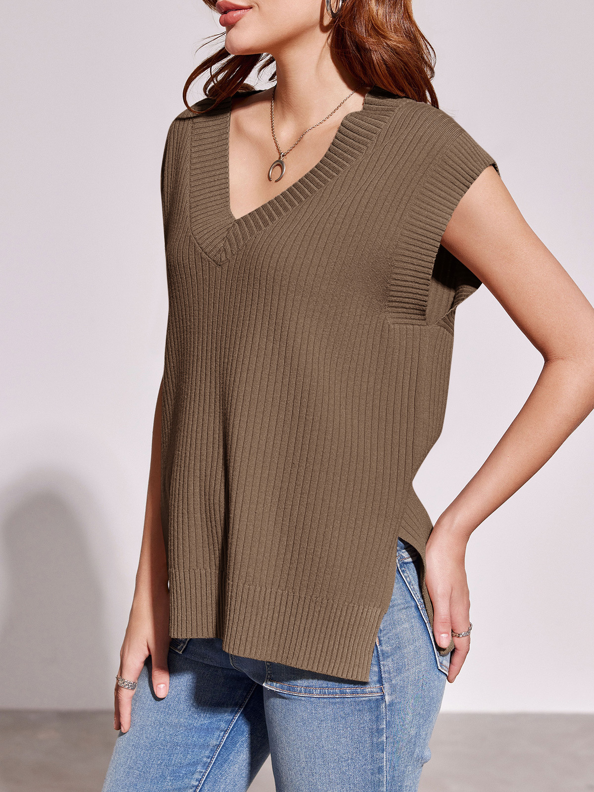 Oversized V Neck Sweater Vest