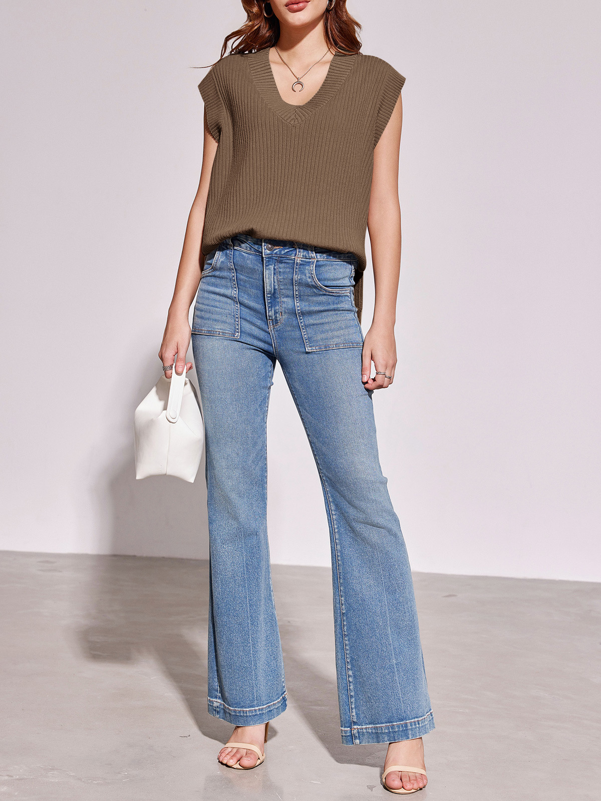 Oversized V Neck Sweater Vest