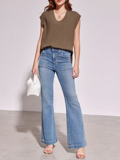 Oversized V Neck Sweater Vest