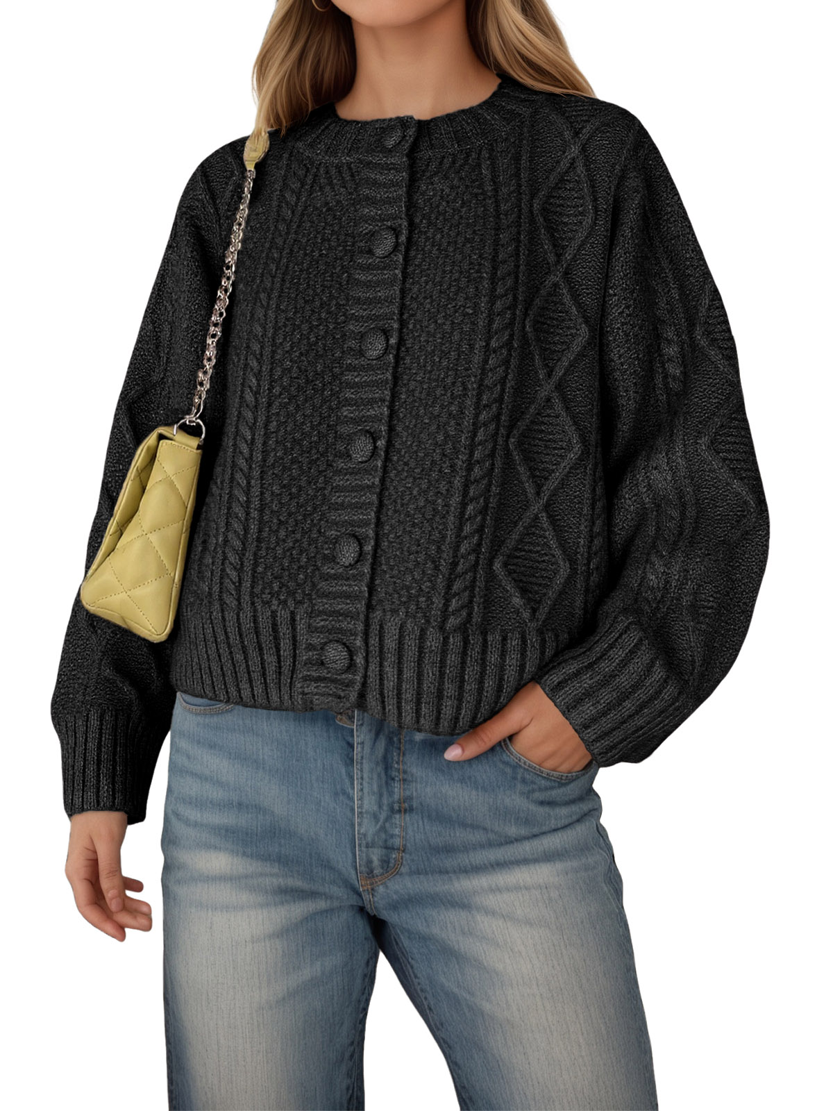 Womens Cable Knit Cardigan