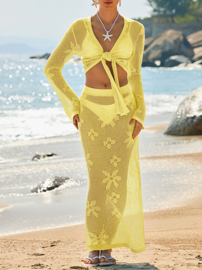 Womens Crochet Swim Cover Up 2 Piece