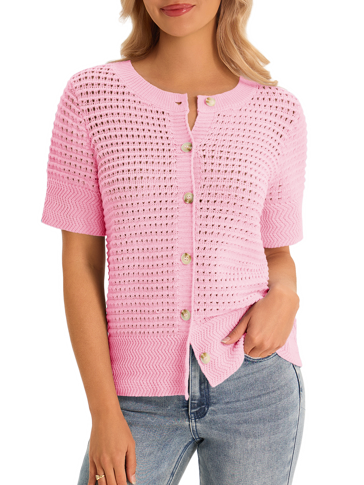 Womens Crochet Short Sleeve Cardigans