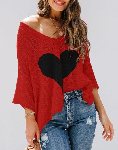 Womens Cute Heart Sweater