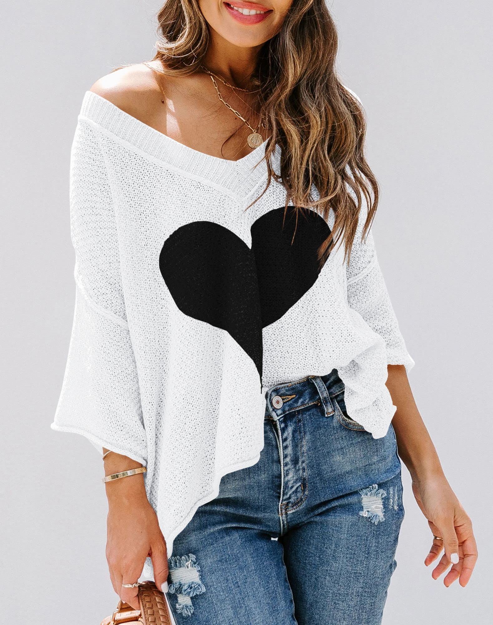 Womens Cute Heart Sweater