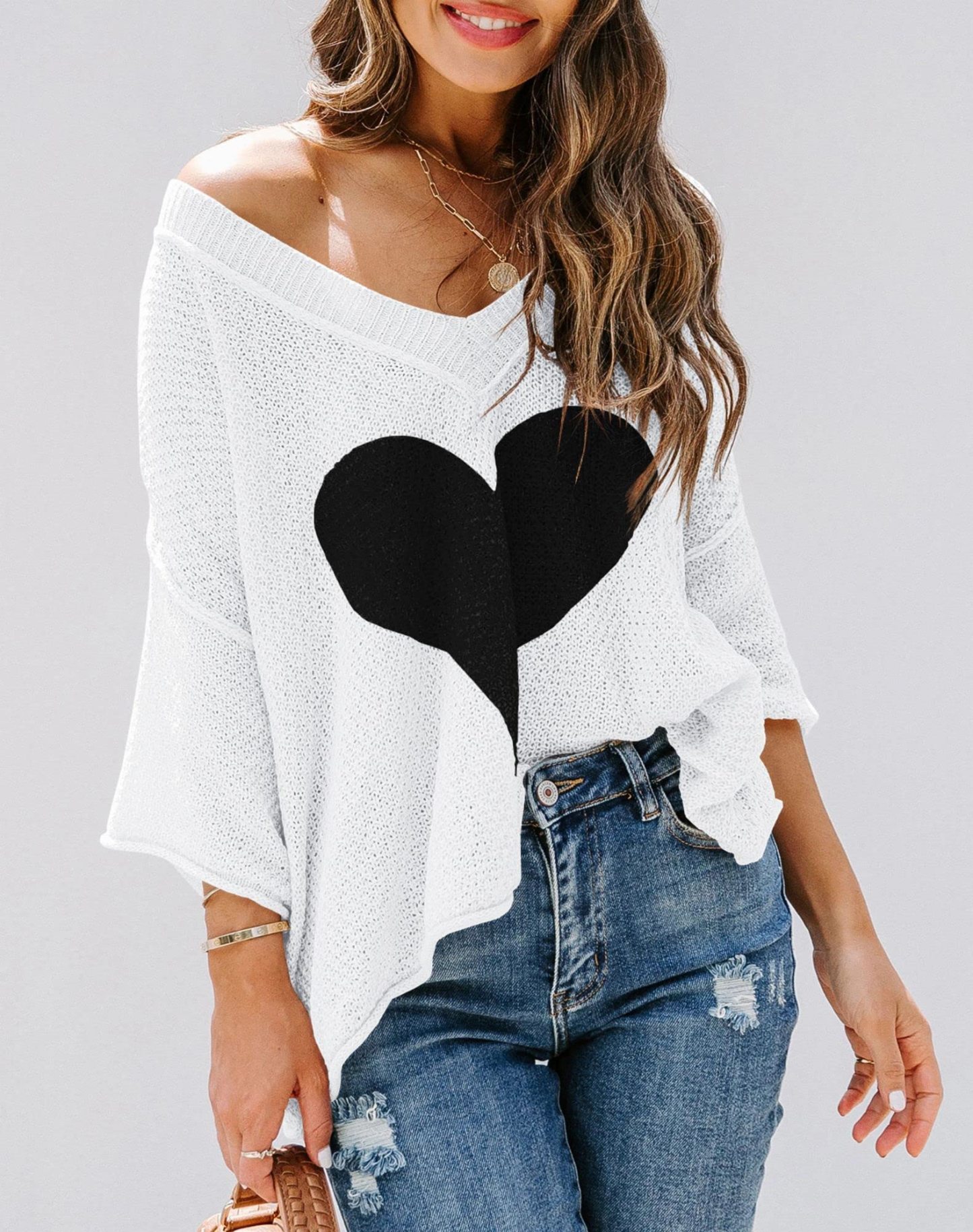 Womens Cute Heart Sweater