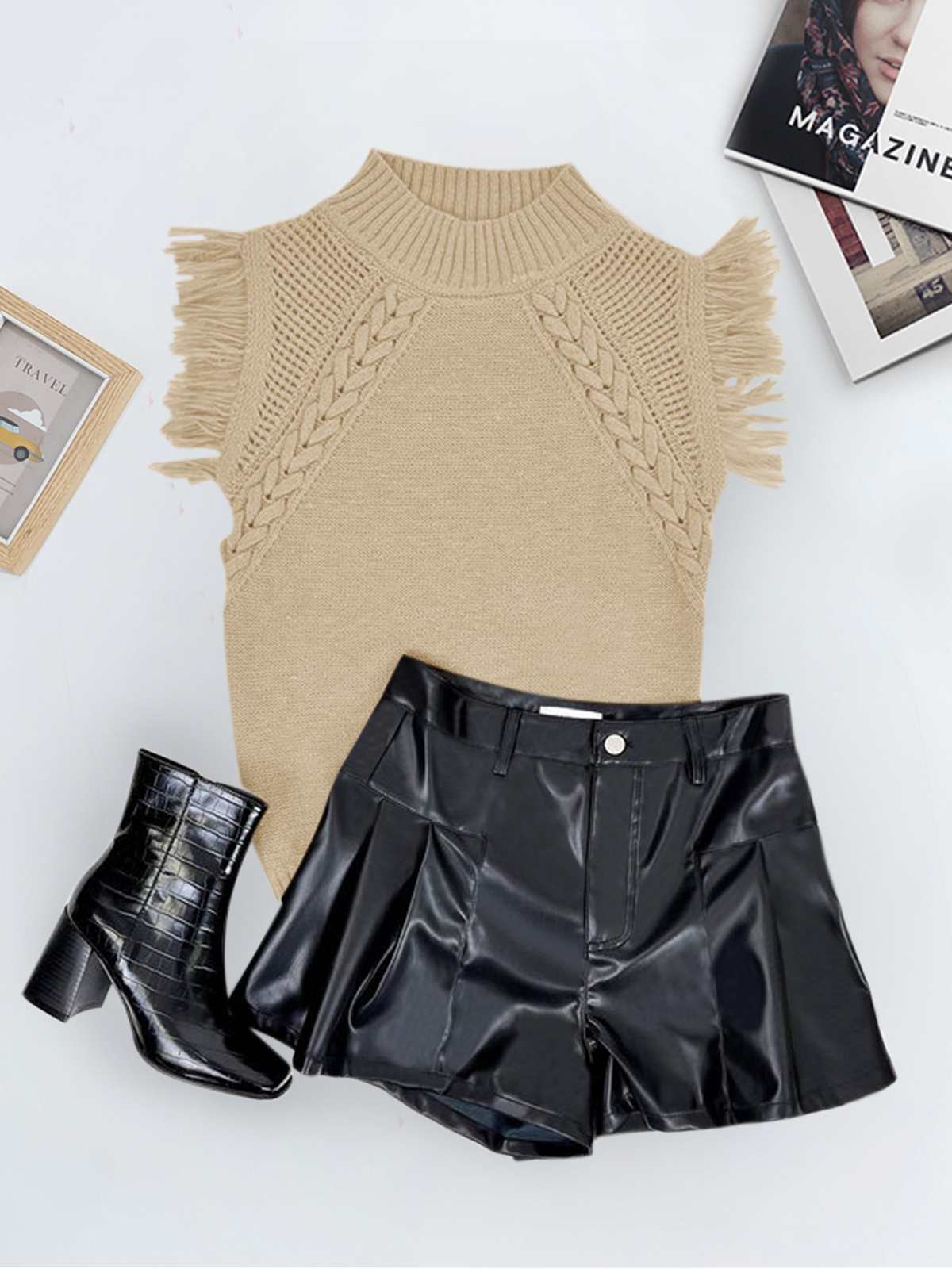 Sleeveless Mock Neck Sweater Vest