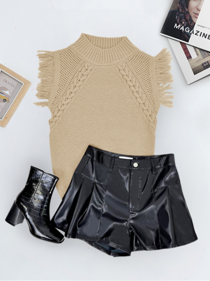 Sleeveless Mock Neck Sweater Vest