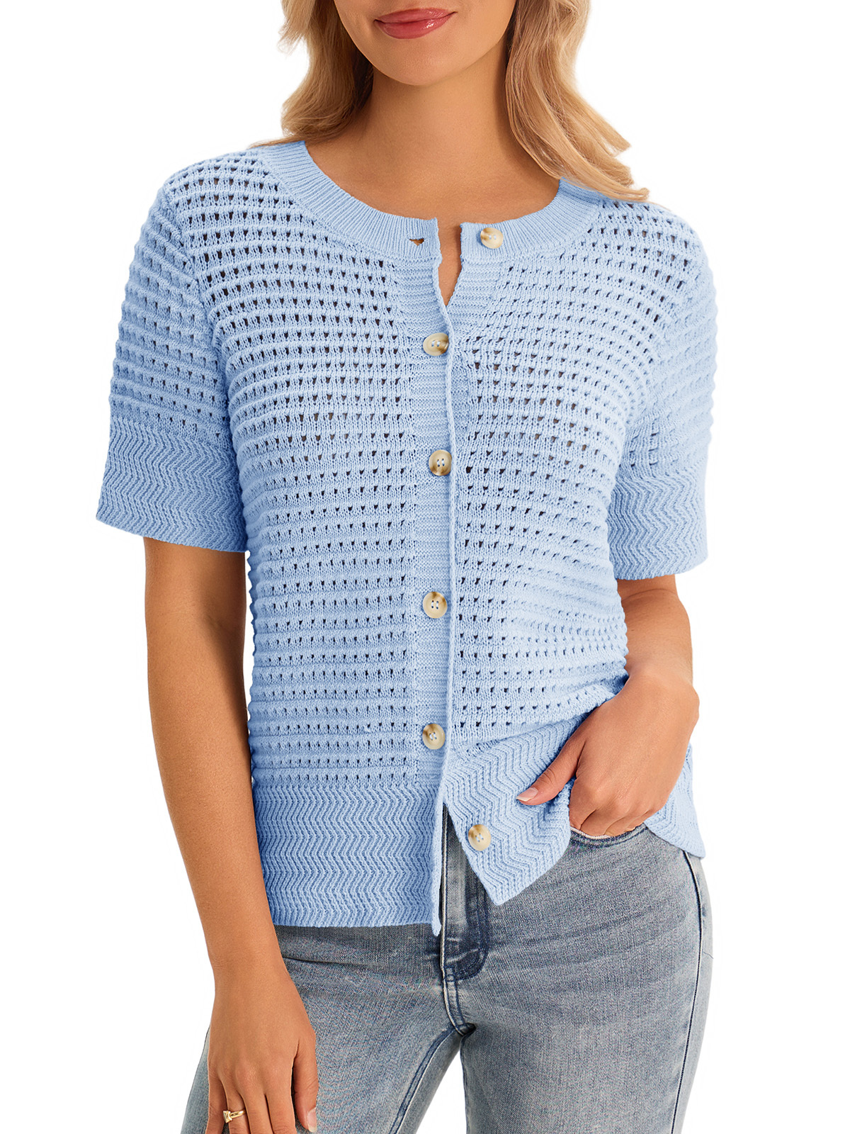 Womens Crochet Short Sleeve Cardigans