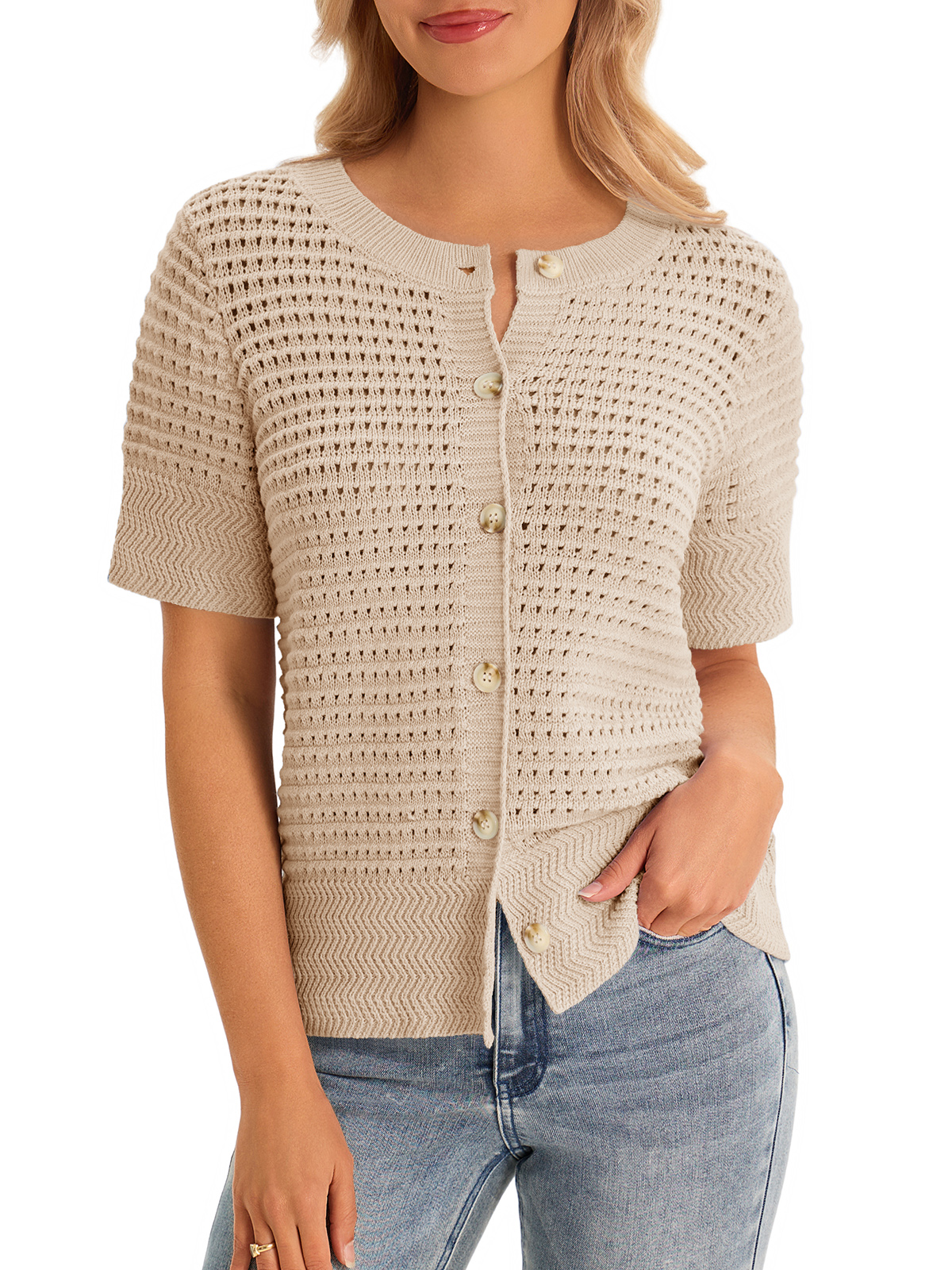 Womens Crochet Short Sleeve Cardigans