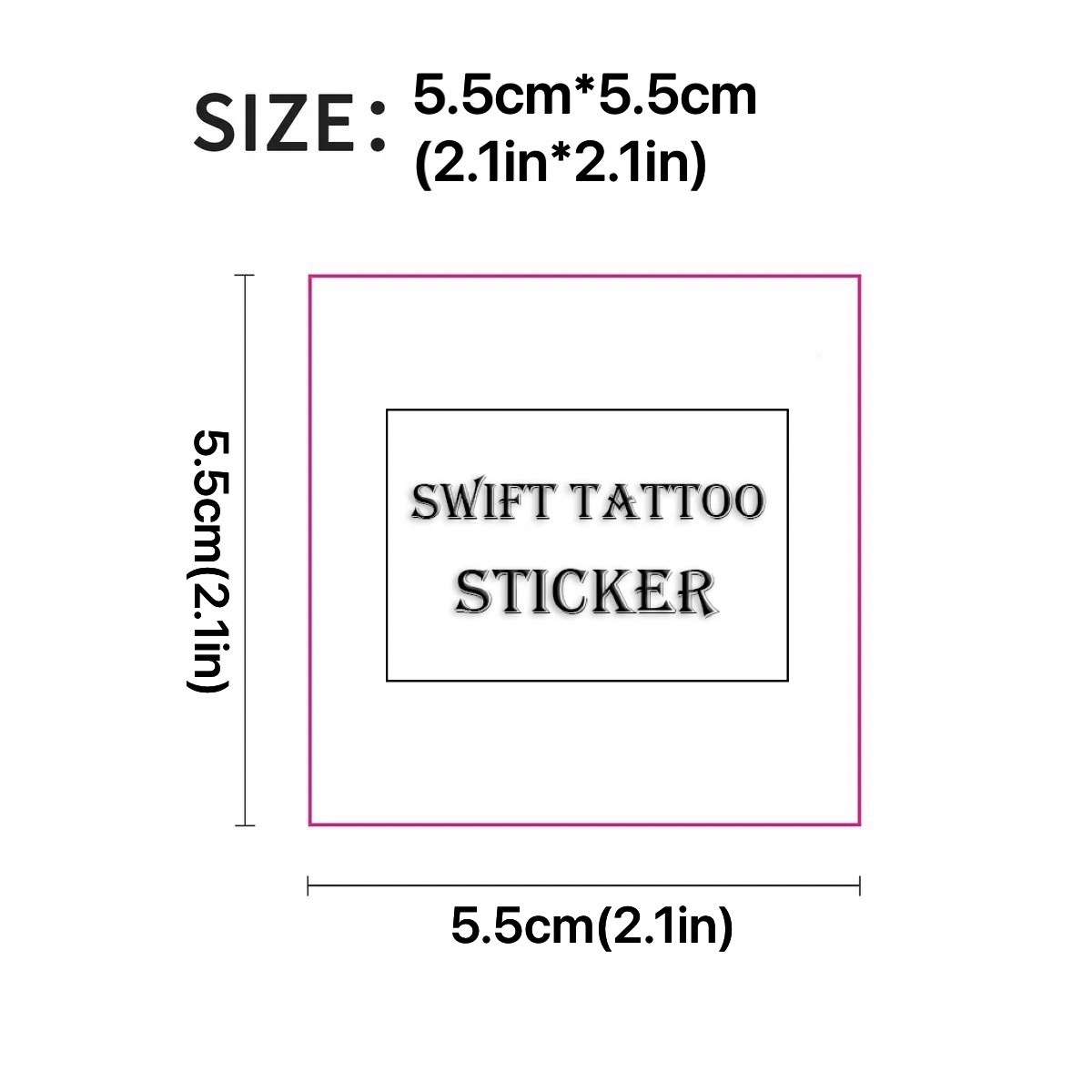 Custom Semi-permanent Tattoo Stickers（5.5cm*5.5cm/2.1in*2.1in）